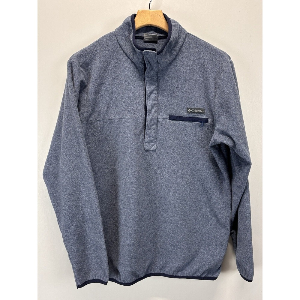 Columbia Fleece Pullover Jacket Sz Medium Men's Blue 1/4 Snap Outdoors Hiking